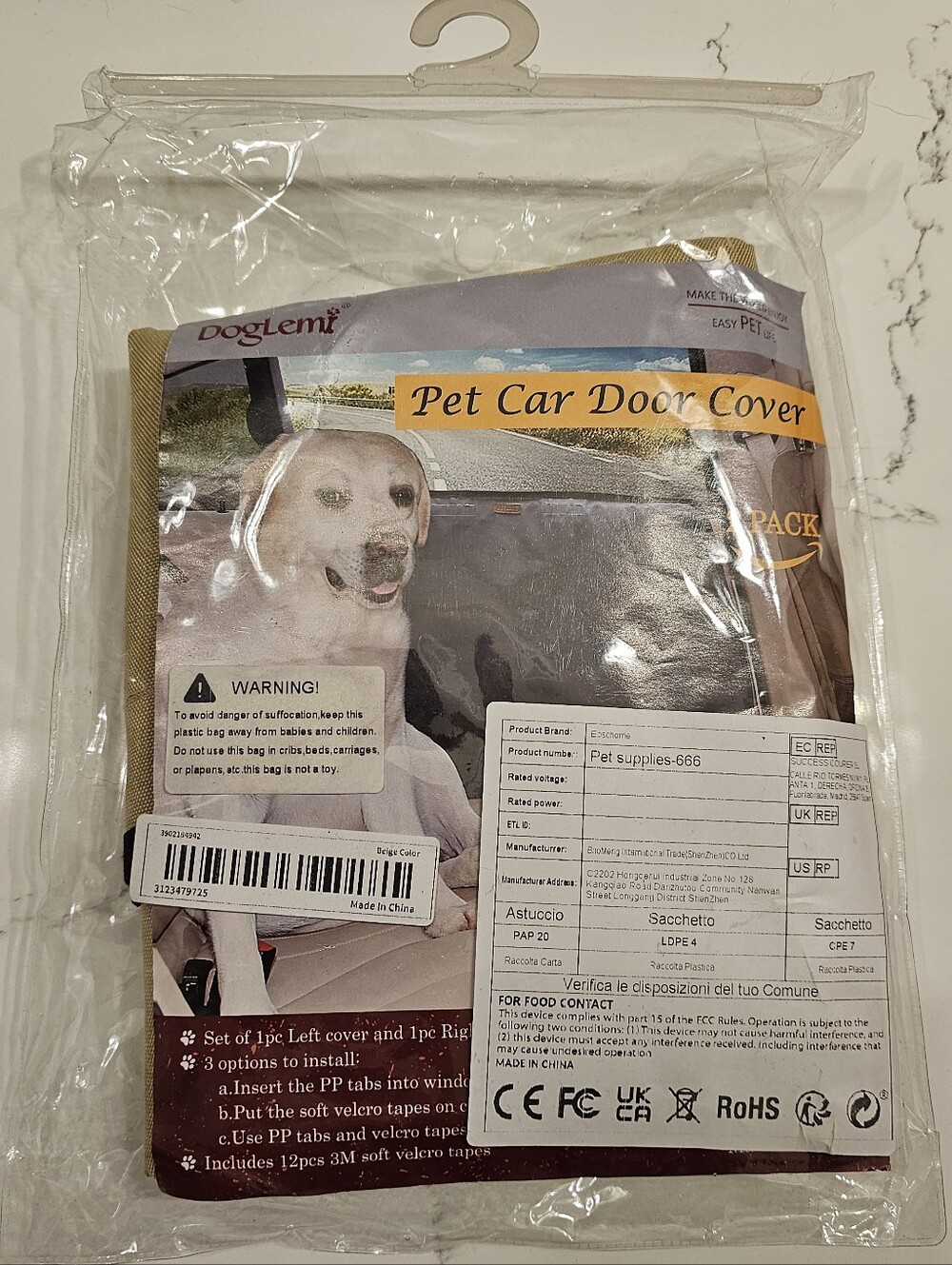 Pet Car Door Covers - Tan
